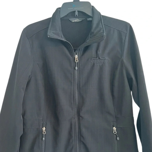 Eddie Bauer Black Shaded Crosshatch Softshell Zip Up Jacket Large - Picture 11 of 12